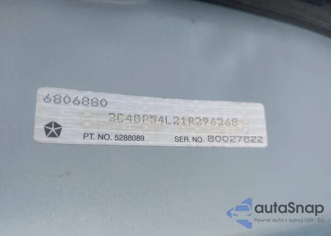 2001 Chrysler Town & Country Lxi z USA, uszkodzony, nr VIN 2C4GP54L21R296268